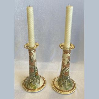 Japanese Satsuma Candle Sticks Hand Painted Late Tashio Period (1912–26) 1