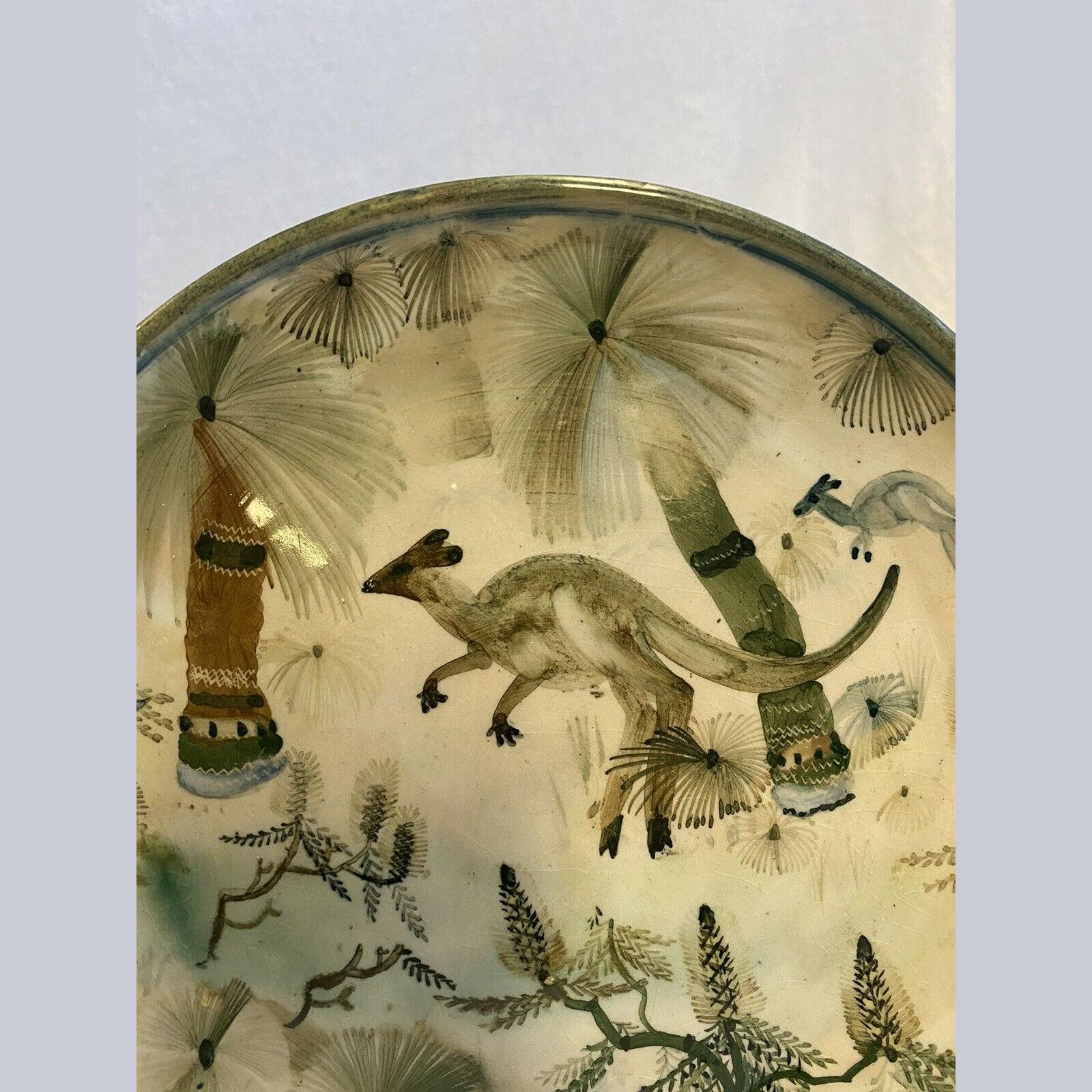Vintage AMB Pottery Plate Depicting Kangaroo, Grass Trees by Neil Douglas 3