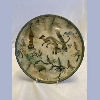 Vintage AMB Pottery Plate Depicting Kangaroo, Grass Trees by Neil Douglas 1