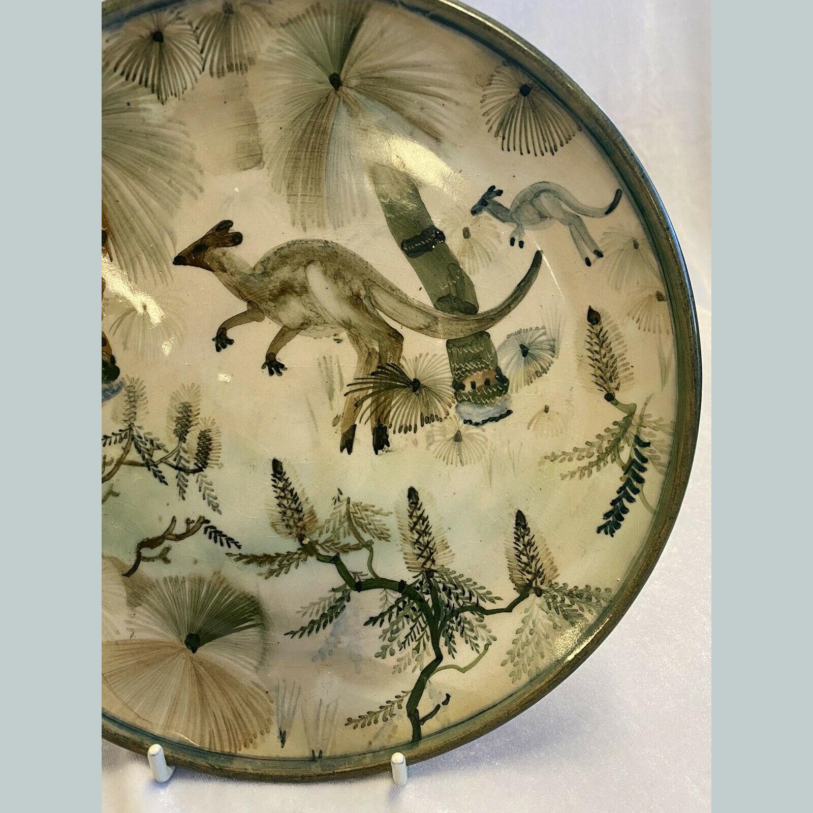 Vintage AMB Pottery Plate Depicting Kangaroo, Grass Trees by Neil Douglas 4