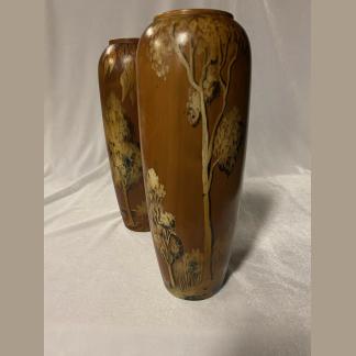 Huon Pine Pokerwork Vases 1930's 1