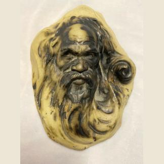 Rare William Ricketts (1898-1993) Sculptured Earthenware Face Plaque of an Aboriginal Elder 1