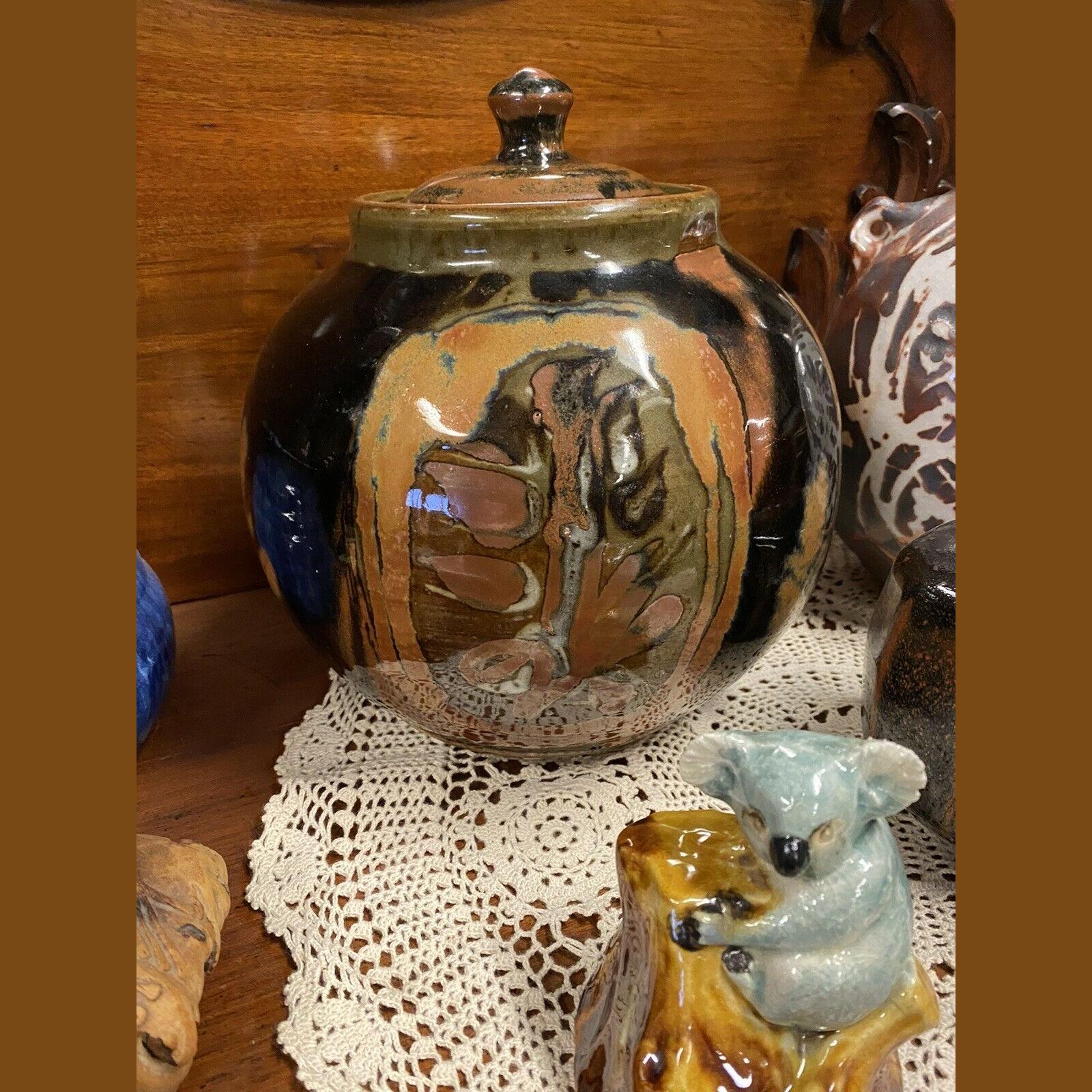 Vintage Reg Preston (1917–2000) Australian Studio Pottery Lidded Ginger Jar 2