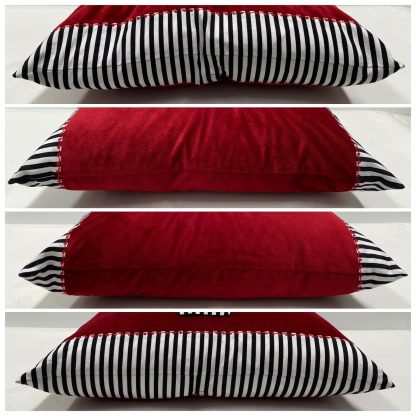 Australian Designer, Up Cycled and Remnant Fabric Red And White Stripped Cushion Pillow 10