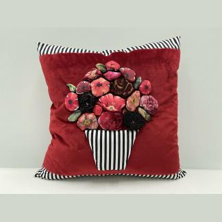 Australian Designer, Up Cycled and Remnant Fabric Red And White Stripped Cushion Pillow