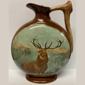 Vintage Rare Kingsware Monarch Of The Glen Moon Flask With Stylised Antler Handle By Royal Doulton 1