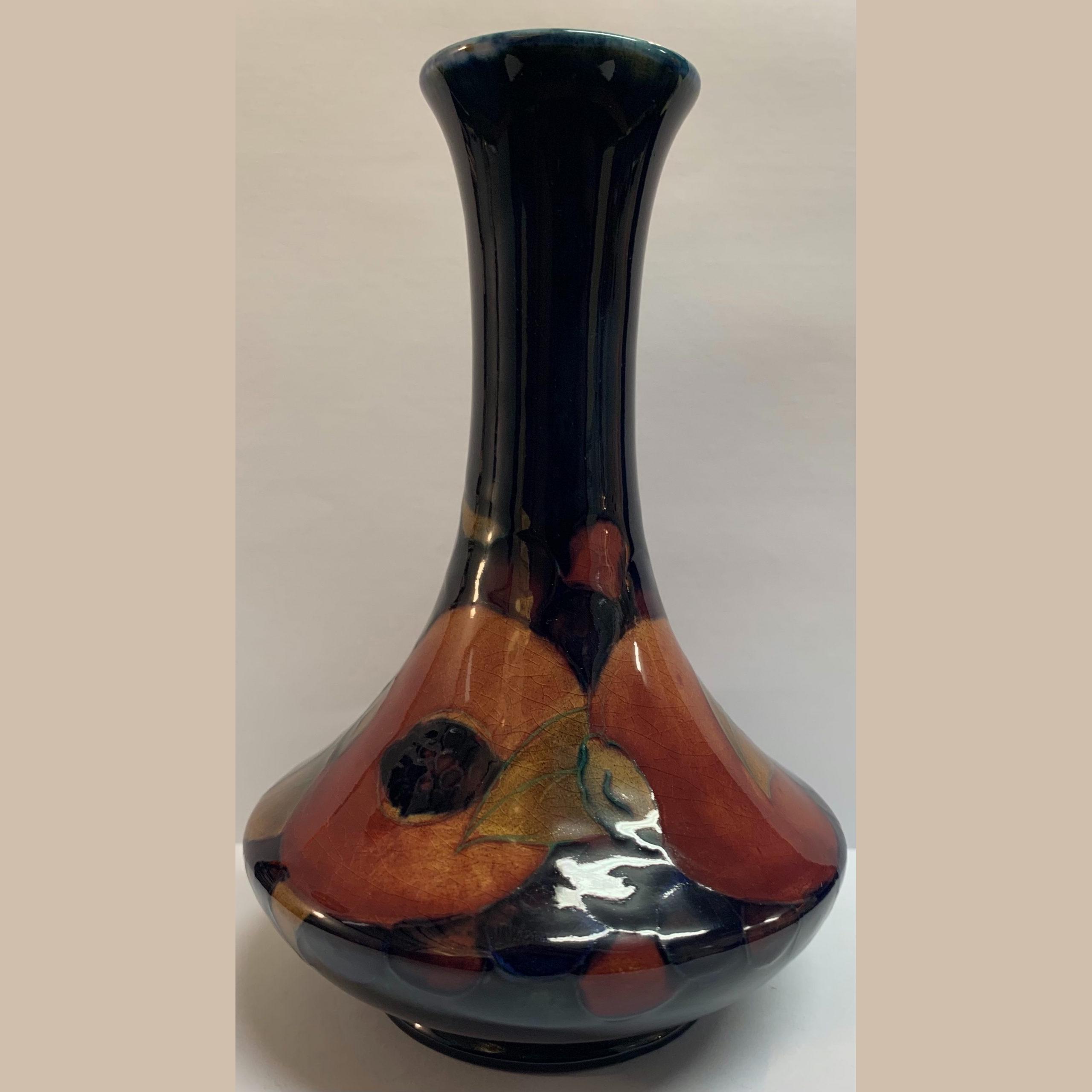 Vintage Pomegranate Pattern Dark Blue Vase By William Moorcroft2