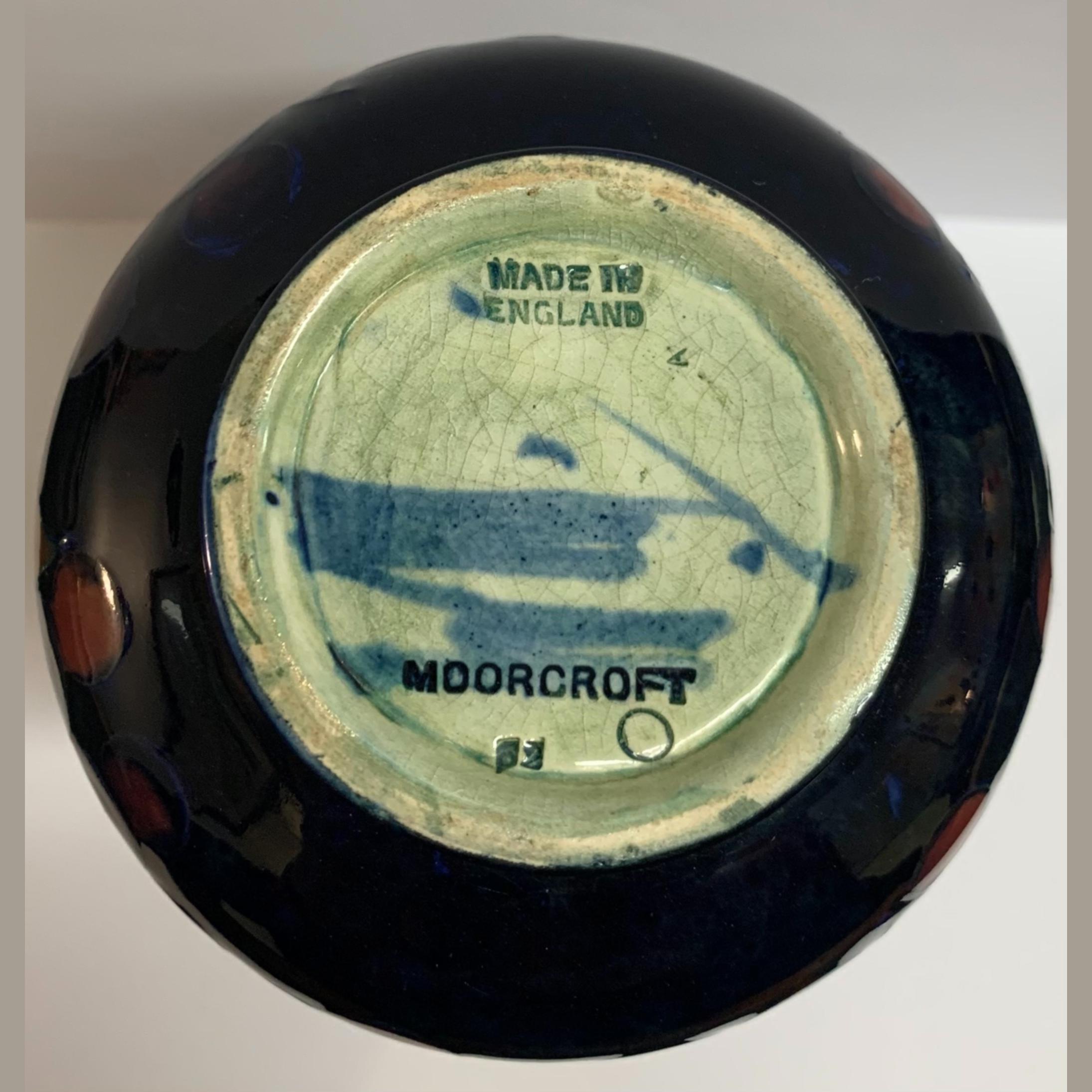 Vintage Pomegranate Pattern Dark Blue Vase By William Moorcroft6