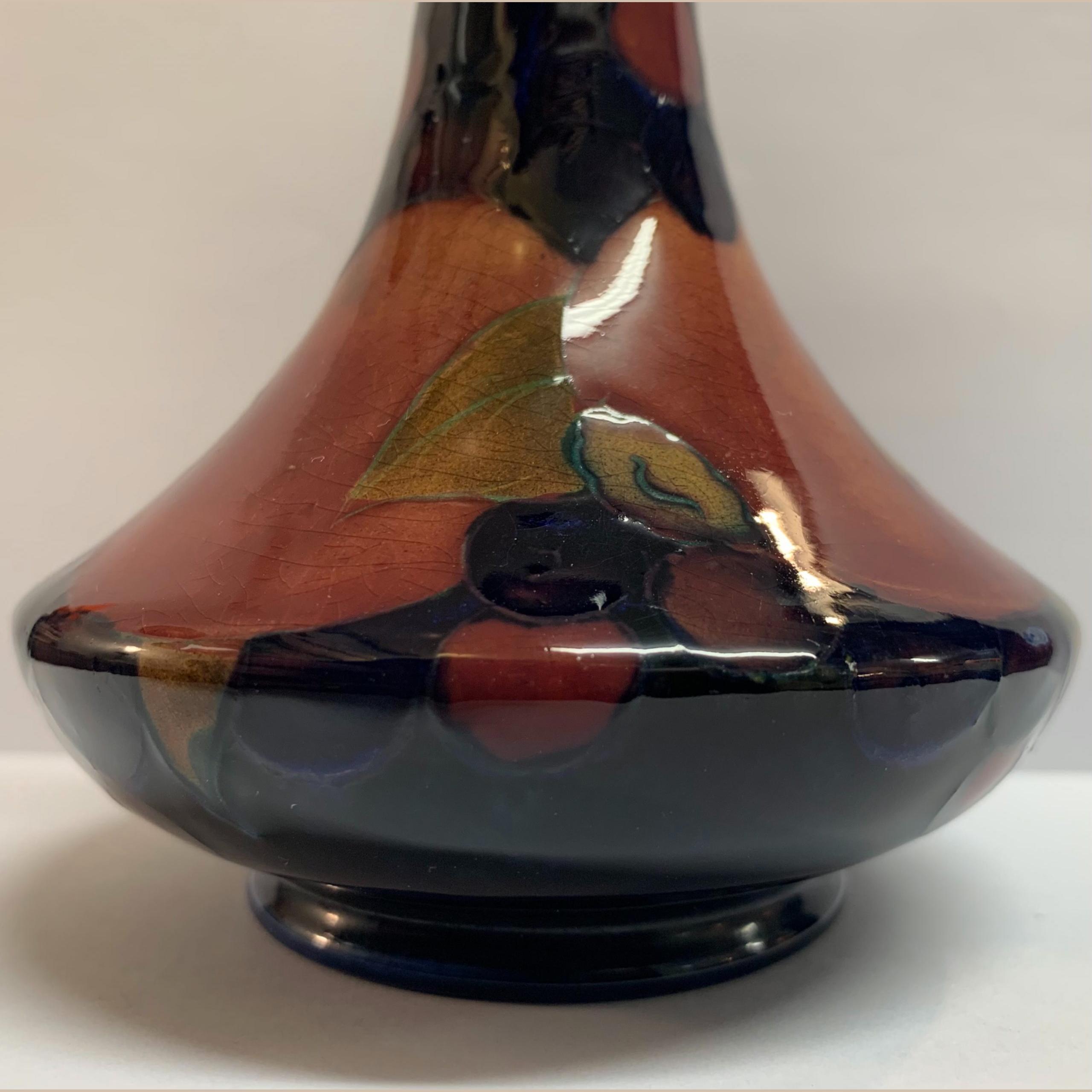 Vintage Pomegranate Pattern Dark Blue Vase By William Moorcroft9
